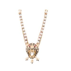 Betsey Johnson Cheetah Back To School Pearl Necklace